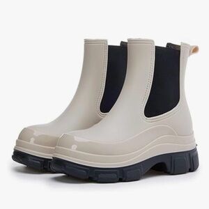 New Women's Lightweight Non-Slip Low Chunky Heel Short Rain Boots